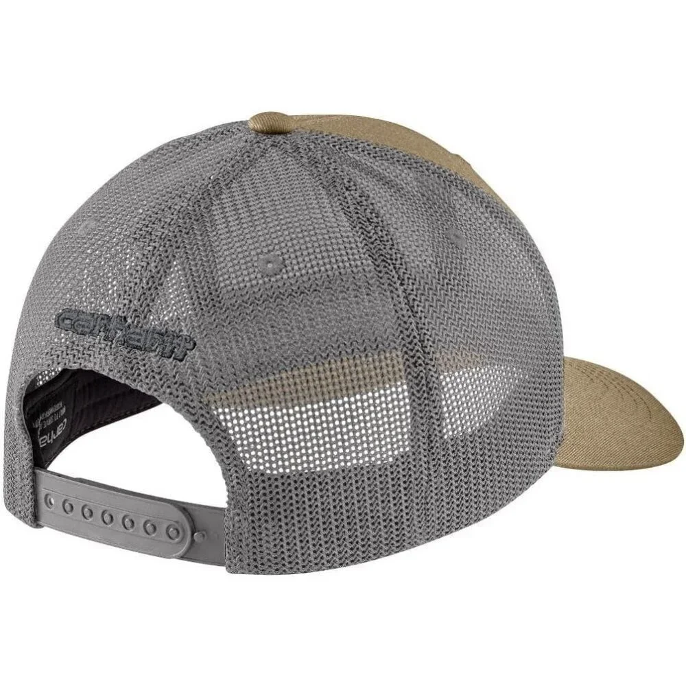 Men's Dark Khaki 100% Cotton Rugged Flex Twill Mesh-Back Logo Patch Cap
